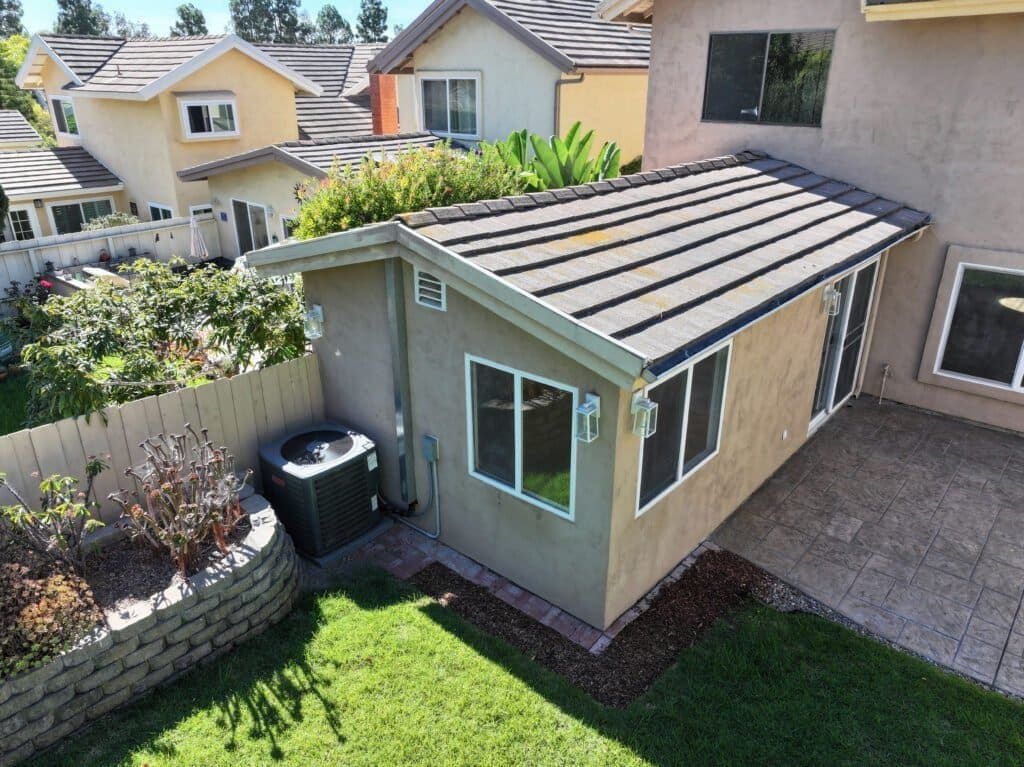 San Diego roof inspection shows installed on a roof slope that is below the minimum required for concrete tile.