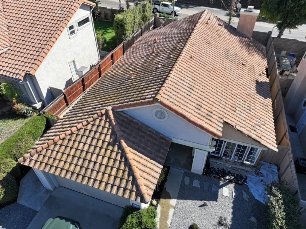 Completed reroof on Shadetree Lane in Escondido, Ca by roofing contractor Richardson Roofing.