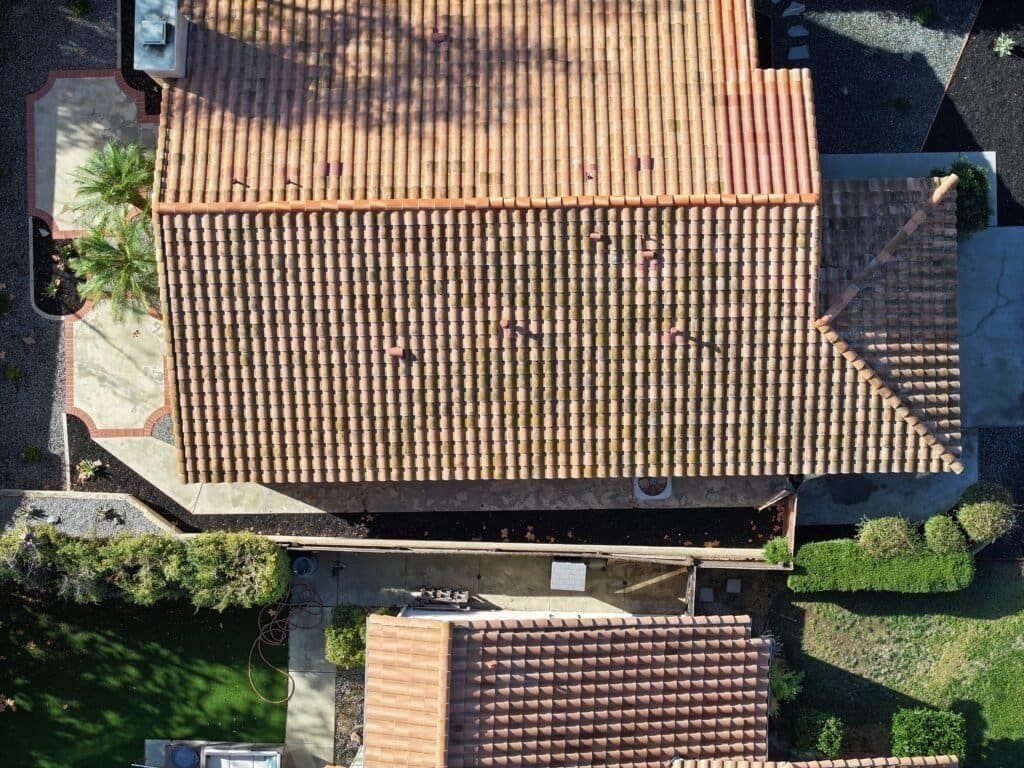 Drone roof inspection by San Diego roofing contractor Richardson Roofing. The original images are in a very high resolution.