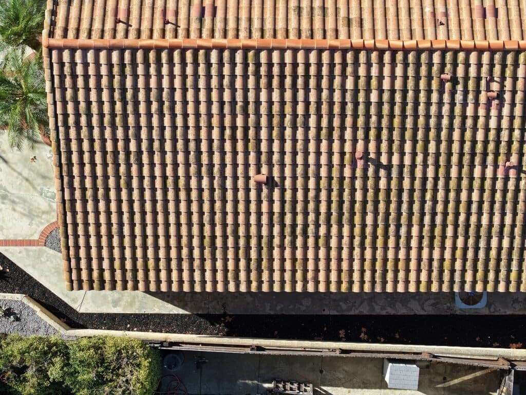 Drone roof inspection by San Diego roofing contractor Richardson Roofing.