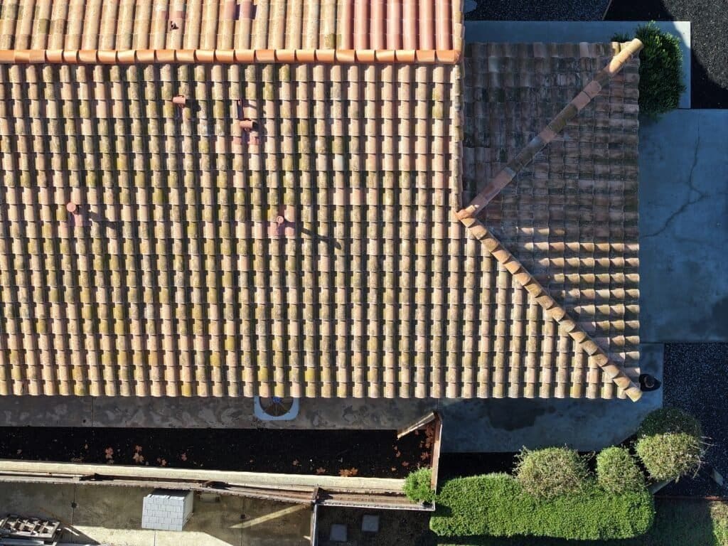 Drone roof inspection by San Diego roofing contractor Richardson Roofing.