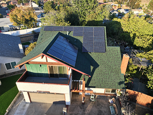 This home was reroofed by Richardson Roofing. It is an Owens Corning "Duration" asphalt shingle roof with solar panels. The home is located in Mira Mesa, San Diego. We have also reroofed many homes in Carmel Valley. If you need some good advice, that's also free by the way,, give us a call.